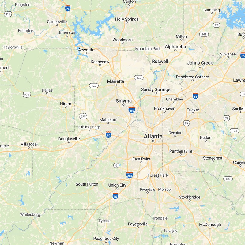Map of the metro Atlanta service area around Douglasville, Georgia